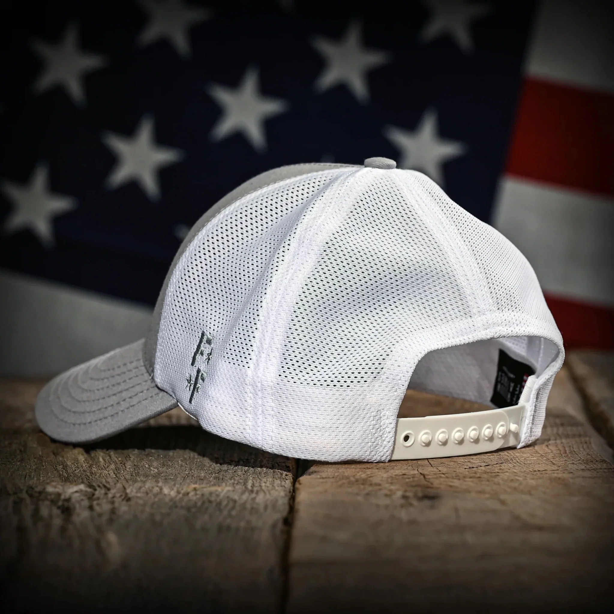 Freedom Fatigues Gray & White Mesh-Back American Flag Trucker Hat - Image 5