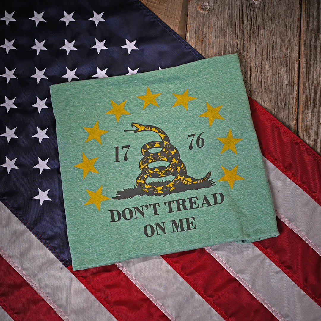 Freedom Fatigues Men's Don't Tread On Me Patriotic T-Shirt (Heather Green) - Image 4